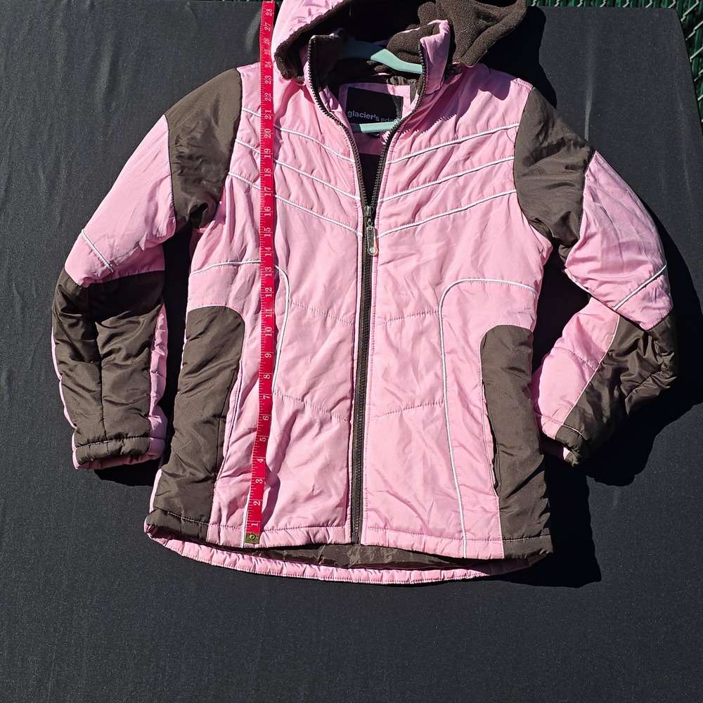 Glacier's Edge Girls Size 14 Pink Brown Hooded Insulated Winter Ski Jacket